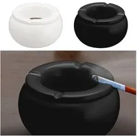 CEPEWA Aschenbecher Sturmaschenbecher 2er Set Ø13cm Keramik weiß schwarz rund Aschenbecher