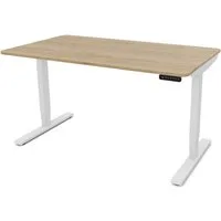 ASSMANN Büromöbel Schreibtisch Y-LINE Curved (120x70cm Weiß Eiche Natura Kollisions-Schutz, Elektrisch höhenverstellbar, Kindersicherung 2-fach-Motorik Doppelhub, einfache Montage, für Büro und Homeoffice), TÜV-zertifiziert, Blauer Engel, 5 Jahre Her