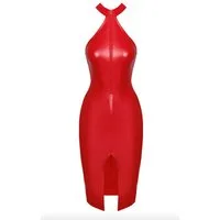 Noir Handmade Midikleid halblanges Kleid in rot - S