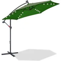 Clanmacy Sonnenschirm Sonnenschirm 300 cm Kurbel Ampelschirm mit LED & Windsicherung Grün
