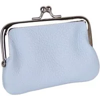 MIRROSI Mini Geldbörse Kleines Mittelgroßes Portemonnaie MADE IN ITALY Echtleder (ca. 11x7,5x2cm BXHXT), (Silberfarbene Klippverschluss-Knipsbörse)