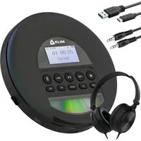 KLIM Nomad tragbarer CD-Player (Bluetooth, Discman mit On-Ear Kopfhörer, Ideal für Autos, MP3)