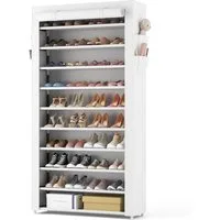 LuxusKollektion Schuhregal Schuhregal 11 Ebenen 50 Paare Metallgestell Überzug Weiß