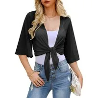 Zaewry Bolero Damen-Bolero aus Chiffon,Fließend,luftig,Halbärmel, Chiffon Coverup Damen Chiffon Bolero Elegant Leicht Kurze Schulterjacke