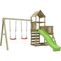 FUNGOO Spielturm MaxPlay 3.2, mit Rutsche, Doppeldecker, Doppelschaukel und Kletterwand