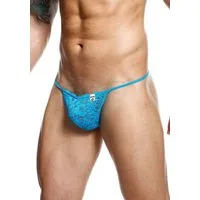 MOB Eroticwear String Spitzen-String für Männer - hellblau (1-St) aus transparenter Spitze