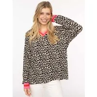 Zwillingsherz Blusenshirt "Leo" V-Neck, Animal Print, sportive Bündchen