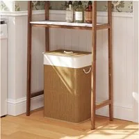 HOMCOM Wäschekorb Bambus Wäschesammler mit Deckel und herausnehmbarem Wäschesack (Laundry Basket, 1 St., Wäschebox), für Waschküche Schlafzimmer