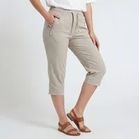 OriginalYou Caprihose Damen Sommerhose Nadelstreifen 7/8 Freizeithose mit Gummibund mit elastischem Bund, Einzelgrößen von 36 bis 50