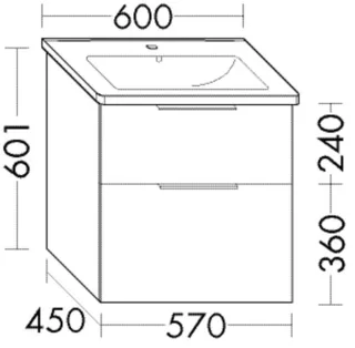 Burgbad WTU Sys30 PG4 Sana 601x570x450 Lichtgrau Hochglanz, WZDJ057F3363 WZDJ057F3363