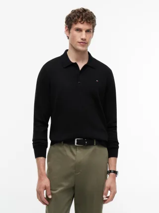 PIMA ORG CTN CASHMERE LS POLO Black - Gr. - S