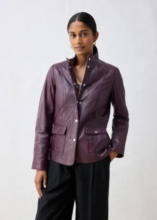 bonprix Lederjacke aus Lammnappa, rot, Gr.38, Klassische Lederjacke mit Stehkragen und aufwändigen Details, aus Nappaleder