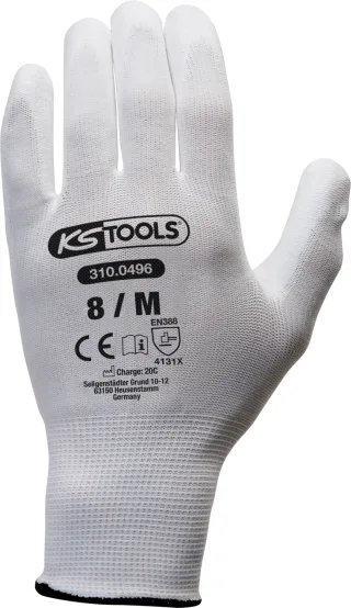 KS Tools Mikro-Feinstrickhandschuhe-weiß weiß 8 - 310.0496