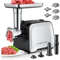 CHEFFANO Fleischwolf Elektrischer Fleischwolf, 2 Klingen, 3 Scheiben Wurstfüller & Kubbe, 300 W
