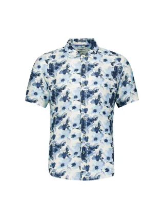 No Excess - Kurzarmhemd mit Allover-Print blau - Gr. - XXL