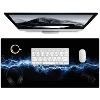 MuchoWow Gaming Mauspad Spiele - Blitzlicht - Blau - Energie (1-St), Gaming Mauspad XXL, Schreibtischunterlage, Desk Mat Groß, 80x40 cm