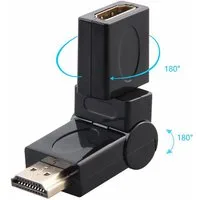 Bolwins I30 HDMI Adapter Verlängerung Winkelstecker 90°/270° HDMI Extender TV HDMI-Adapter HDMI Stecker zu HDMI Buchse, 0 cm, Audio- und Videoübertragung, 180°+180° drehbar