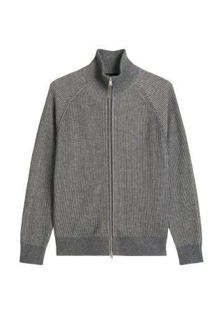 Marc OPolo Casual - Stehkragen-Strickjacke regular Medium Grey - Gr. - XL