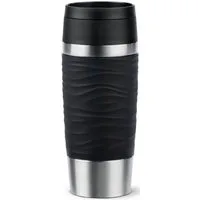 Emsa Thermobecher Travel Mug Classic Wave, Edelstahl, Kunststoff, Silikon, 100% dicht, spülmaschinenfest, 360°-Trinköffnung