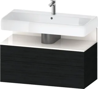 Duravit Qatego Waschtischunterbau wandhängend Eiche Schwarz Matt 990x470x590 mm - QA4395022160000 QA4395022160000
