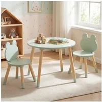 COSTWAY Kindersitzgruppe, (3-tlg), Kindertisch mit 2 Stühlen, ab 3 Jahren