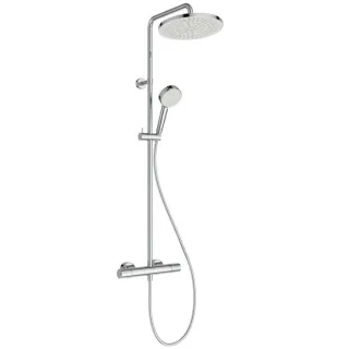 Ideal Standard Ceratherm T 25N-ECO Duschsystem A8524AA mit Brausethermostat, 2 Funktion-Handbrause, Kopfbrause rund, chrom