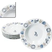 MamboCat Suppenteller 6x Neptun Suppenteller Porzellan tiefe Teller Pasta maritim Anker