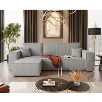 Lookway Ecksofa Gepolstertes CARLOS L-Form, Cord-Stoff, mit Schlaffunktion und Bettkasten, Seite universal