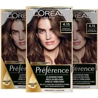 L'ORÉAL PARIS Coloration PRÉFÉRENCE HAARFARBE, Packung, 3-tlg., dauerhafte Haarcoloration mit 100% Grauabdeckung