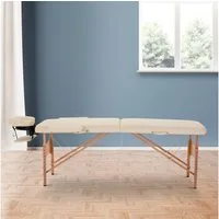 HOMCOM Massageliege mit Kopfstütze (Massagebank, 1-St., Massagebett), klappbare höhenverstellbarer für Spa, Salon, Kunstleder, Holz, Weiß