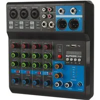 nsihing Mischpult Mini-Audio-DJ-Mixer, Soundboard-Konsolensystem, 5-Kanal, 48 V, Phantomspeisung mit Bluetooth, USB, MP3, Stereo, Live-DJ-Studio