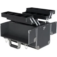 HMF Werkzeugkoffer geräumiger Utensilien Koffer mit Trennwänden, Transportkoffer, für Werkzeug, Angel Sachen und Kosmetik, 36,5x35x22 cm, schwarz