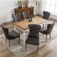 Flieks Esszimmerstuhl (Set, 6 St), 6er Set Polsterstühle Küchenstühle Wohnzimmer Schminkstuhl Samt