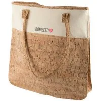Bonizetti Handtasche Korktasche CARINA (36 × 36 × 9 cm, Kork rau, 1-tlg), Recyceltes Canvas & Kork, vegan, nachhaltig
