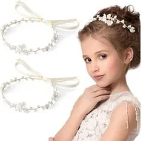 LuxusKollektion Haarreif 2 Stück Blumenkranz Haarschmuck Kinder Hochzeit Party