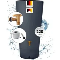 4rain Regentonne VASO 2in1 Regentonnen Komplett-Set 220 L graphite grey