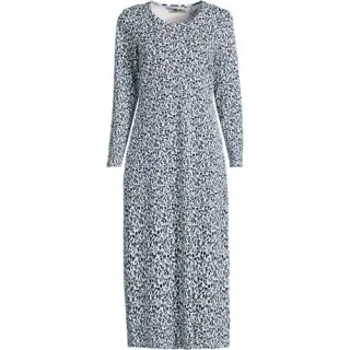 Wadenlanges Langarm-Nachthemd aus reiner Baumwolle für Damen in Plus-Größe, Damen, size: plus, Blau, Baumwolle, by Lands' End