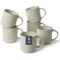 OTTO home Becher Kaffeebecher Ylvii, 6er Set, 6-tlg., Steinzeug, Riffeloptik, spülmaschinenfest und mikrowellengeeignet, 460 ml