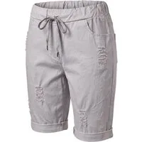 OriginalYou Bermudas Damen Bermuda kurze Sommer Hose im Distressed Look Knitterlook, mit Gummibund & Kordelzug, 38/40 bis 44/46 erhältlich