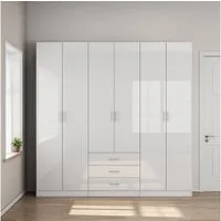 OTTO home Kleiderschrank Trento Schlafzimmerschrank Garderobe hochglanz (in 2 unterschiedlichen Schrankhöhen wählbar) Schrank mit 6 Türen und 3 Schubladen, hochglanz Fronten, Höhe 2,39m
