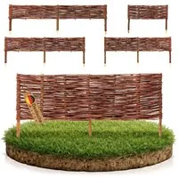 BooGardi Beetumrandung Steckzaun zur Beetumrandung aus Weide · 12 Größen, LxH: 60x10 cm, 1x Beeteinfassung 10 cm hoch x 60 cm lang, Weidenzaun · Rasenkanten zur Beetbegrenzung · Holz · Garten