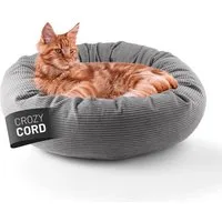Lumaland Tierbett Katzenbett Cord 60x20cm grau vakuumiert, Tierbett Indooor Katzensofa Rückzugsort Katzen gemütlich