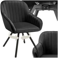 tectake Esszimmerstuhl Drehbarer Armlehnstuhl gepolstert, in Samtoptik, 58 x 58 x 82 cm (Polsterstuhl Snug in schwarz, 1 St), 360° drehbar, Stahlbeine, höhenverstellbar, Belastbarkeit 120 kg