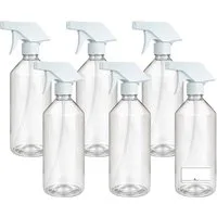 mikken Sprühflasche leere Flasche 500 ml aus PET transparent Laborflasche mit Trigger, (Spar-Set, 6-tlg., 2er, 4er, 6er, 10er), Fassungsvermögen: 0,5 Liter, Made in Europe