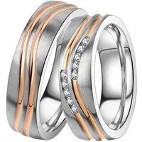 DOOSTI Trauring Schmuck Geschenk Edelstahl Trauring Ehering Partnerring LIEBE, Made in Germany, wahlweise mit oder ohne Zirkonia