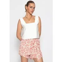 SASSYCLASSY Tanktop Cropped Top mit breiten Trägern Damen Schlichtes Top mit geradem Ausschnitt in lockerer Passform Offwhite