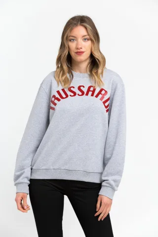 Trussardi - Pull en coton gris pour femme