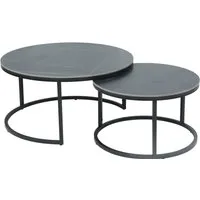 HELA Satztisch LUIS, Couchtisch rund (Set, 2-St), 2er Set, 12mm Sinterstein, Marmoroptik, Boho Wohnzimmertisch