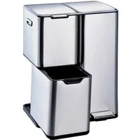 HTI-Living Mülltrennsystem Mülltrennsystem Jannik 60 Liter Silber, Mülleimer Edelstahl mit 3 Behältern