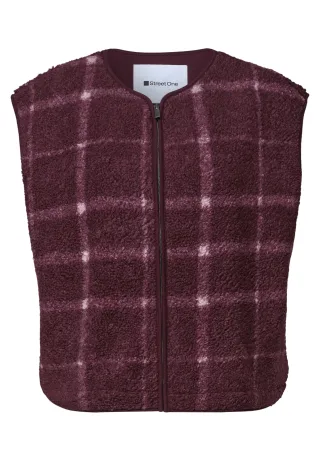 Street One - Teddy-Weste mit Zipper und Print rustic rouge - Gr. - 40